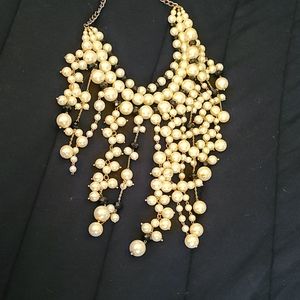 Long black beaded and pearl necklace